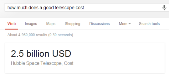 How much does a good telescope cost from Google