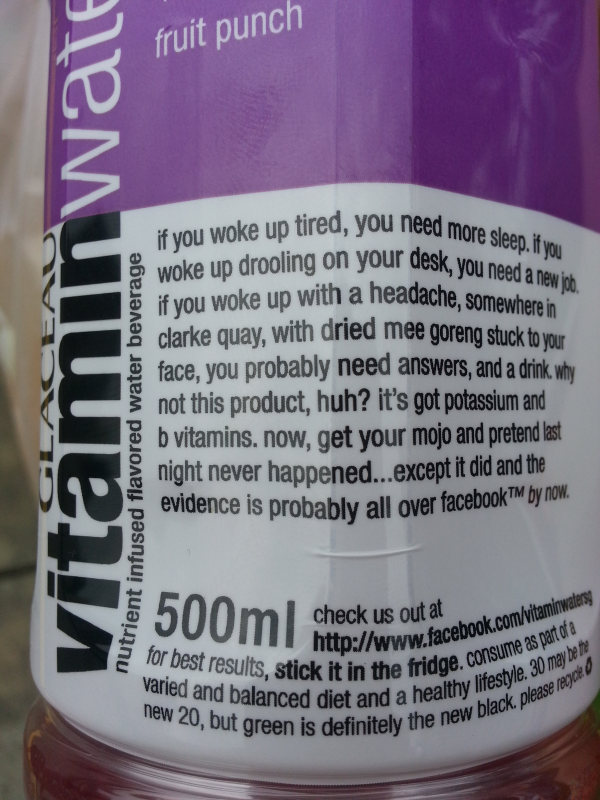 Vitamin water label