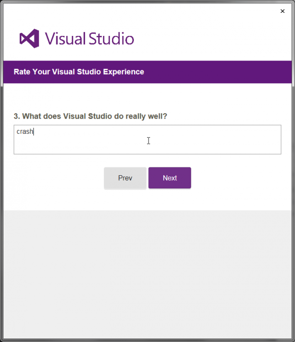 Visual Studio feedback