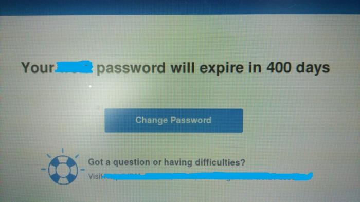 Password will expire in 400 days