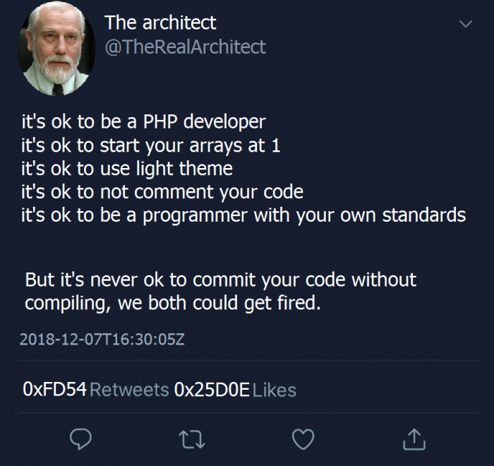 Consequence of committing code without compiling