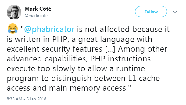 PHP is not affected by the bug